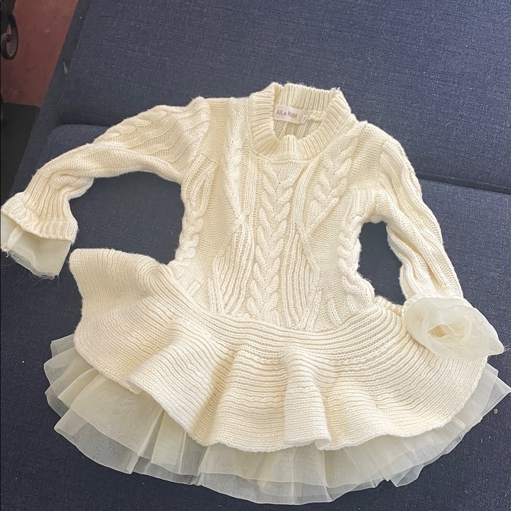 Kids Cream Knit Dress